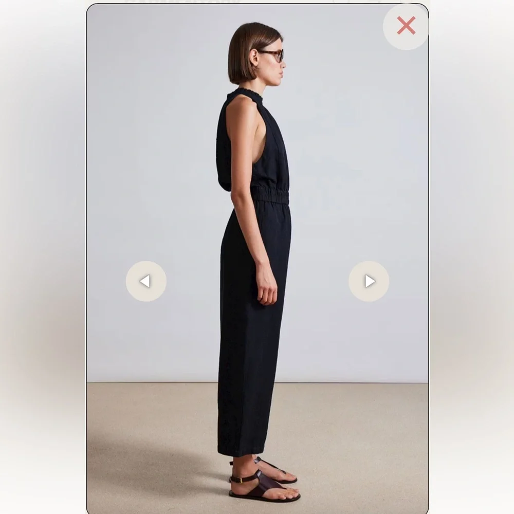NWT Apiece Apart New Archer Jumpsuit in Black Linen & Organic Cotton Blend - Picture 3 of 13